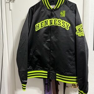 Mitchell & Ness Black and Neon Green Hennessy Jacket